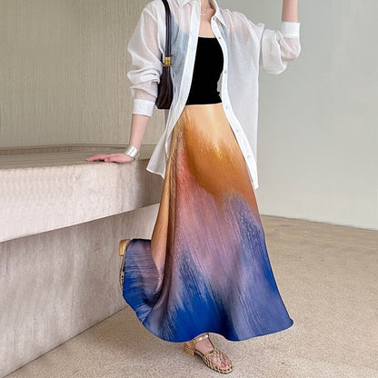 【ボトムス】夏 グラデーション ロング スカート 【SNシリーズ】