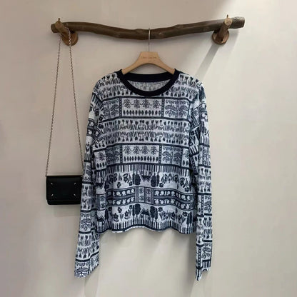 【トップス】総柄プリントロンT レディース 薄手 長袖 UV対策 クルーネック 春夏Ｔシャツ【JZシリーズ】