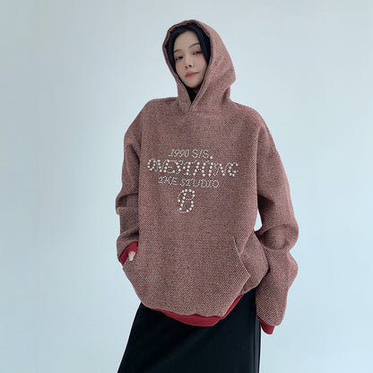 【トップス】春 秋 冬 ビーズ付き フード付き ヴィンテージ風 パーカー 【FCシリーズ】