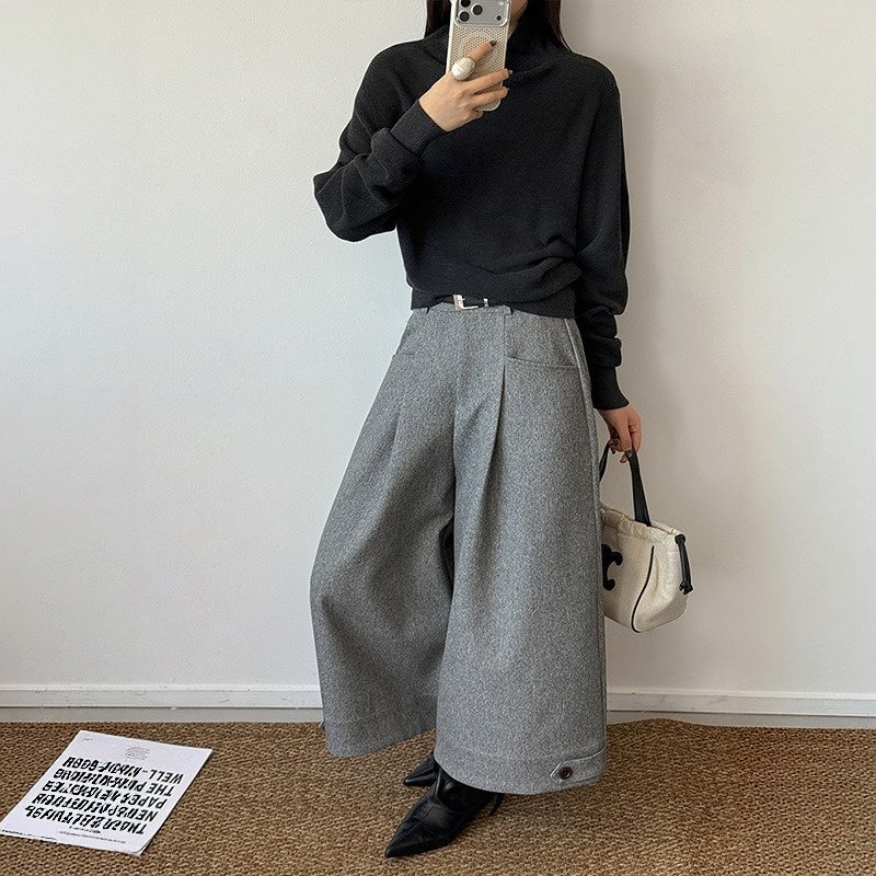 【ボトムス】タック入り Aライン  ワイドスラックス  パンツ 【JZシリーズ】