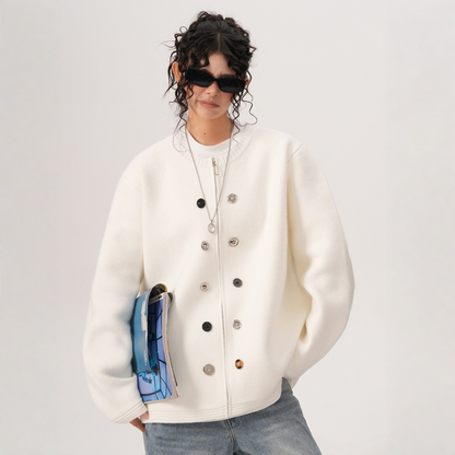 【トップス】　ボタン 厚手 ニッチ ファスナー付き  セーター【FCシリーズ】