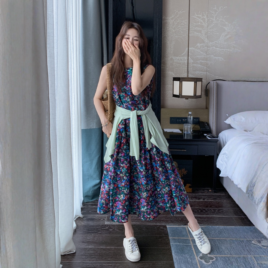 【ワンピース】ドーパミンカラー リラックス感 ユニーク ノースリーブ ワンピース 【SHシリーズ】