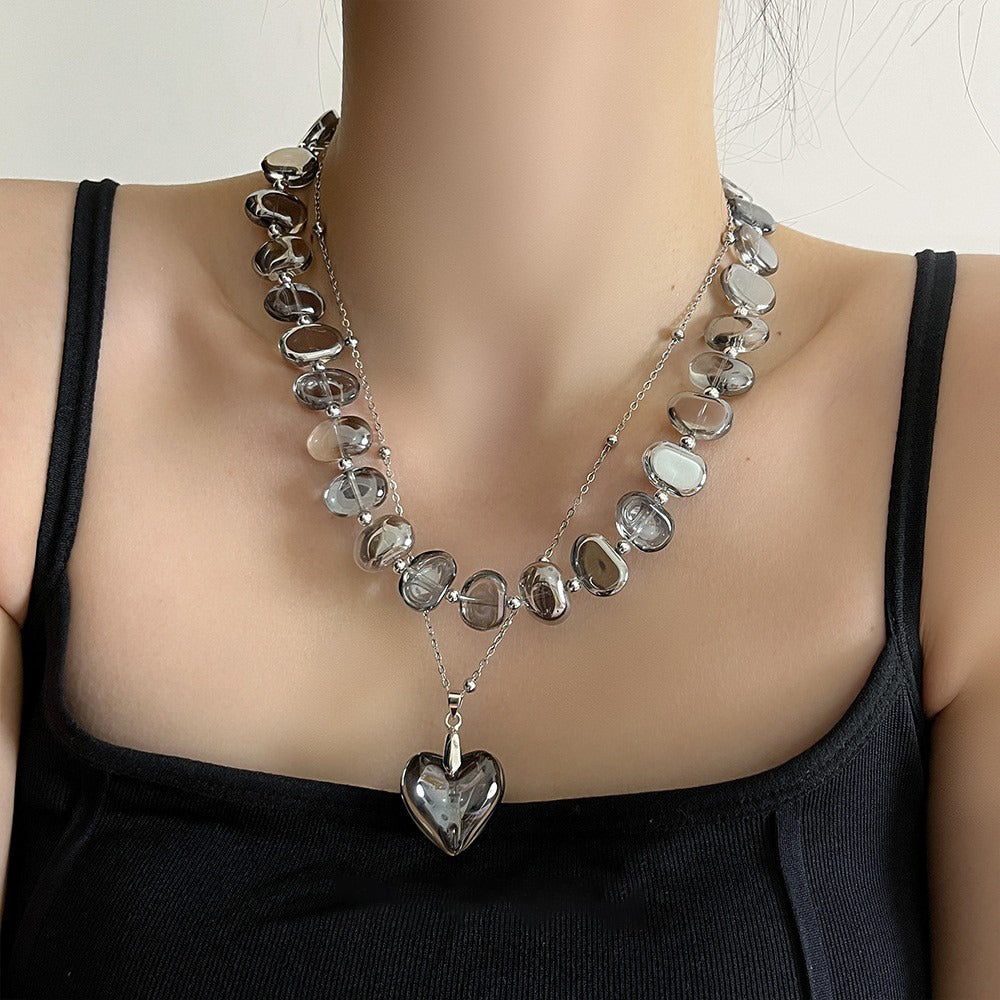 【🎁 B2G1｜先行スタート！】【グッズ】フレンチヴィンテージ風 ネックレス レイヤード風 ハートチャーム付き上品チョーカー