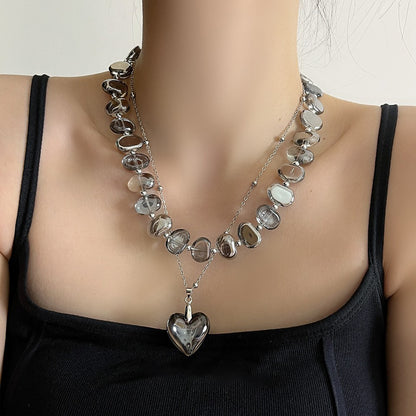 【🎁 B2G1｜先行スタート！】【グッズ】フレンチヴィンテージ風 ネックレス レイヤード風 ハートチャーム付き上品チョーカー