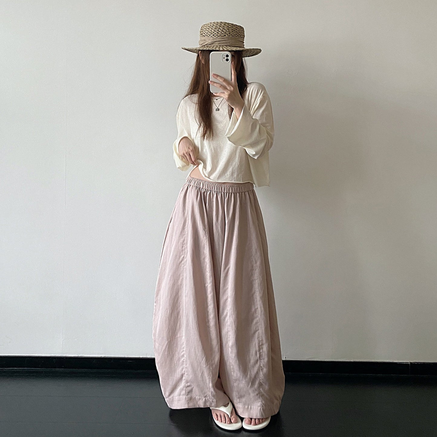 【トップス】ロールエッジショートＴシャツ レディース クルーネック リラックス 長袖トップス【FCシリーズ】