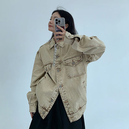 【アウター】アメリカンヴィンテージ風 ヴィンテージ加工 ショートデニムジャケット レディース【FCシリーズ】