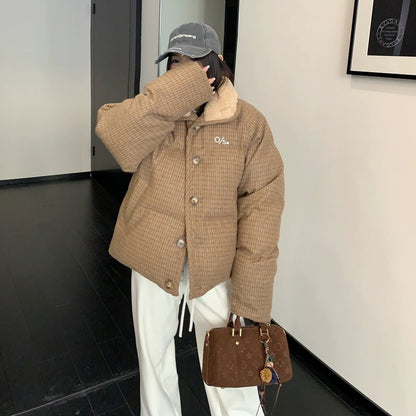 【アウター】チェック柄 厚手 春 秋 冬  綿入れコート 【FCシリーズ】