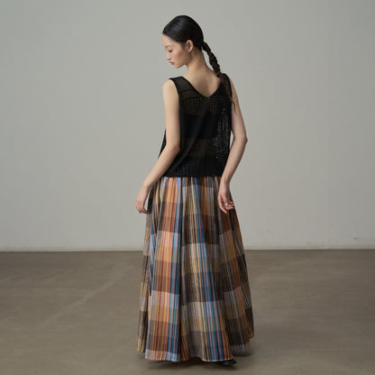 【ボトムス】レトロカラーチェック柄 フレアスカート 休日＆デイリーにぴったりのリラックス感【SHシリーズ】