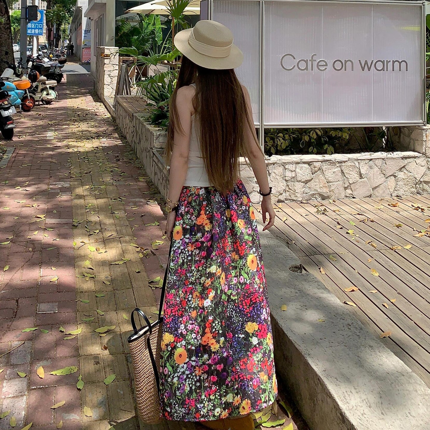 【ボトムス】ハイウエストAラインスカート レディース 花柄 ロング丈 着痩せ 美シルエット 体型カバー【SHシリーズ】