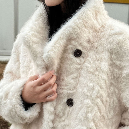 【アウター】フェイクファー レザー×ファー一体型 春 秋 冬 厚手 もこもこ コート 【JZシリーズ】