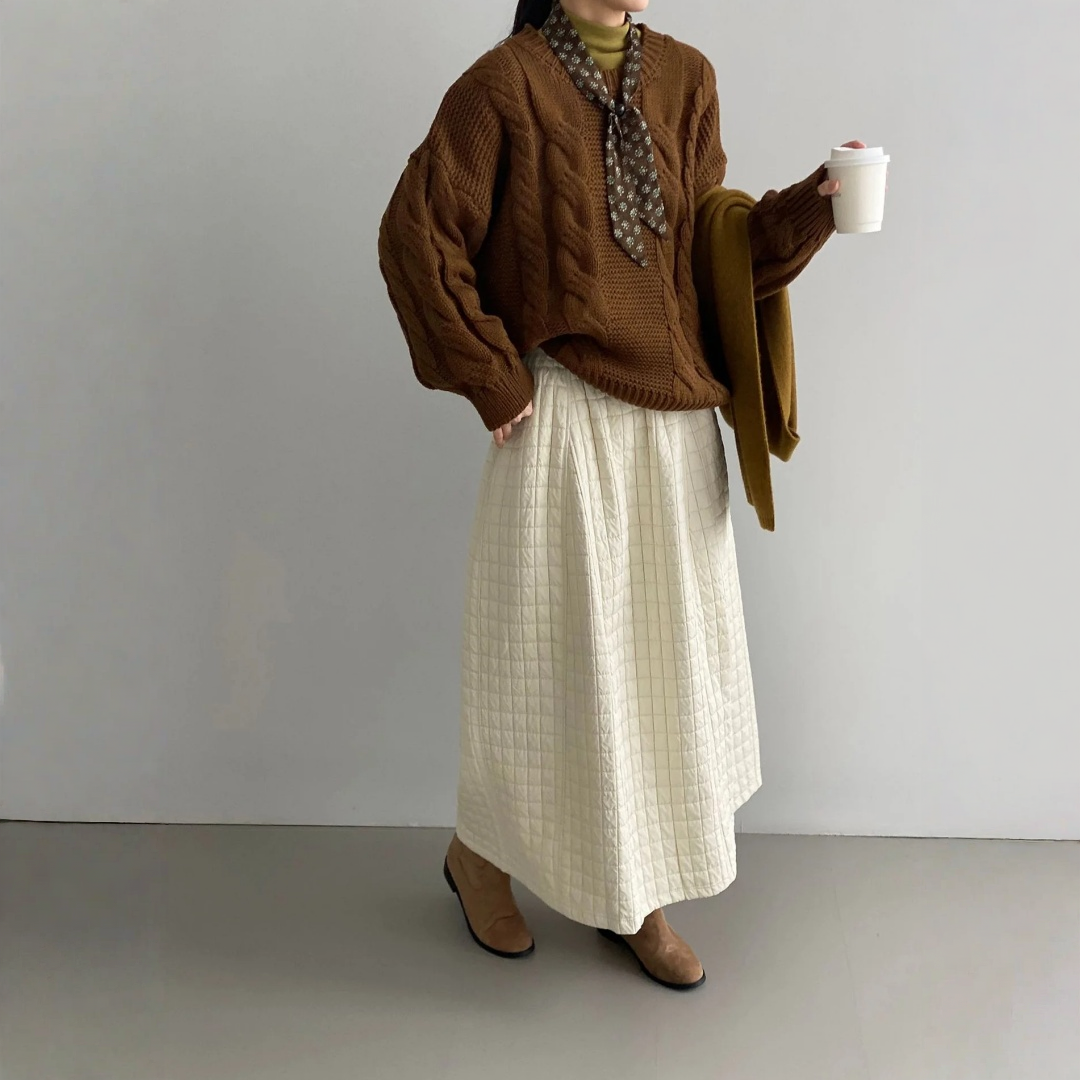 【ボトムス】ウエストゴム コットン風  厚手 バルーンスカート【JZシリーズ】