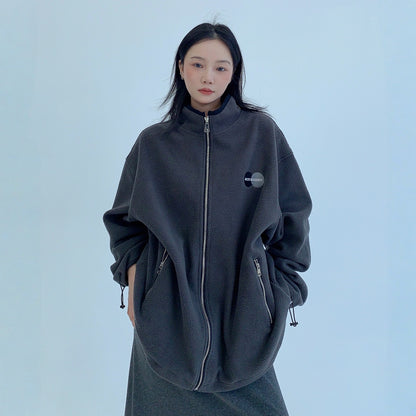 【アウター】春 秋 冬 フリース スタンドカラー オーバーシルエット ジャケット 【FCシリーズ】