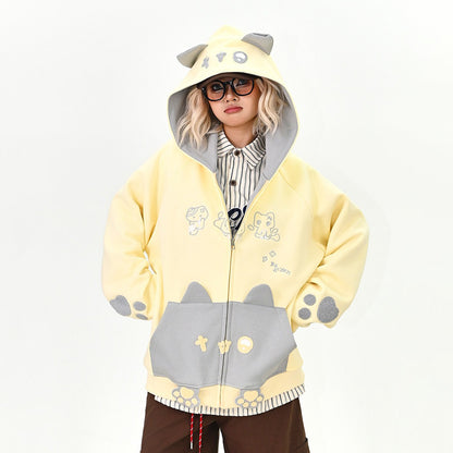 【アウター】春新作 ワッペン刺繍 パーカーカーディガン ルーズフィット カレッジ風 ユニセックス【FCシリーズ】