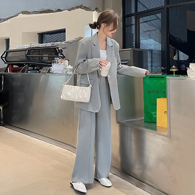 2点セット！【セットアップ】 スーツジャケット レディース 春秋  高見えデザイン レトロ港風 韓国風トレンド 上下セット【SNシリーズ】