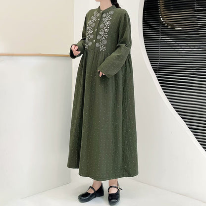 【24AW】【ワンピース 】カジュアル 着痩せ プリント 長袖ワンピース