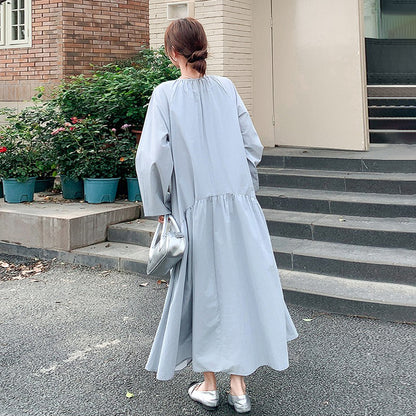【ワンピース】フレンチ 長袖ワンピース レディース 秋新作 上品で可愛い リラックス感 ウエストマーク ロングドレス【JZシリーズ】