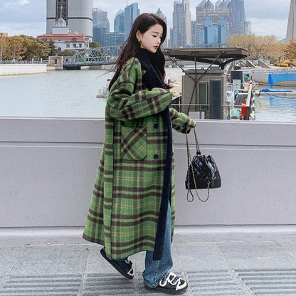 【アウター】2WAY仕様で着回し自在✨！リバーシブル チェック柄 レディース 冬新作 韓国風 ゆったり 厚手 ウールコート【JZシリーズ】