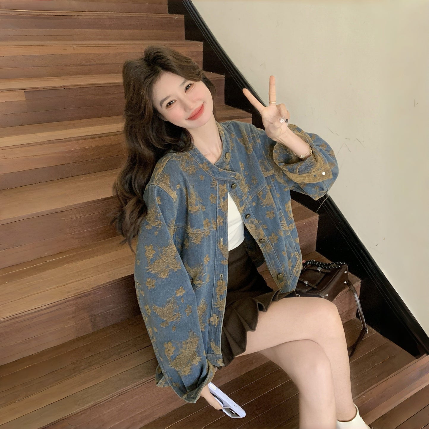 【アウター】高級感 レトロ プリント 合わせやすい 着痩せ 海外トレンド ジャケット【JZシリーズ】【SHシリーズ】