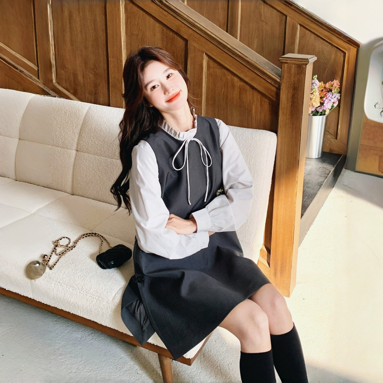 【セットアップ】高級感 痩せ見え コーデ 気質よい ワンピースセット 2点セット【JZシリーズ】