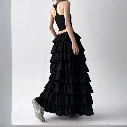 【ボトムス】春 秋 冬 夏 オリジナルデザイン ティアードスカート 【FCシリーズ】