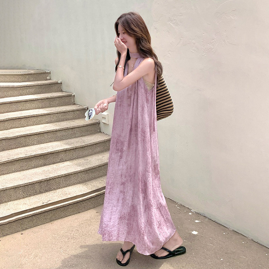 【ワンピース】夏 ビーチリゾート風 エレガント グラデーションデザイン ノースリーブワンピース【SHシリーズ】