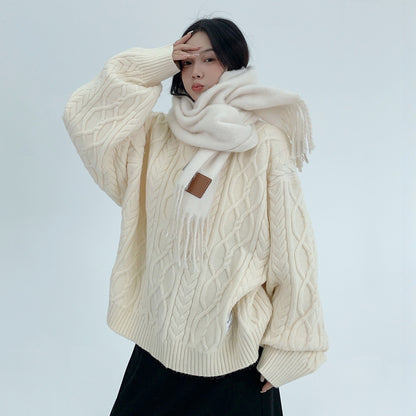 【トップス】春 秋 冬 オーバーシルエット 厚手 クルーネック ヘビーウェイト セーター 【FCシリーズ】