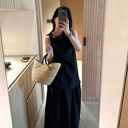 【単品注文】【セットアップ】夏 新作 アシンメトリー ツイスト タンクトップ＋スカート 上下セットアップ【SNシリーズ】