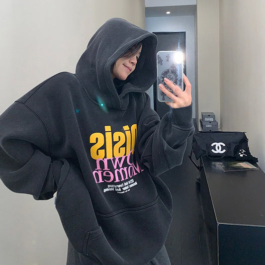 【トップス】レトロ 裏起毛ウォッシュフーディ レディース 厚手で暖かいカジュアル パーカー【FCシリーズ】