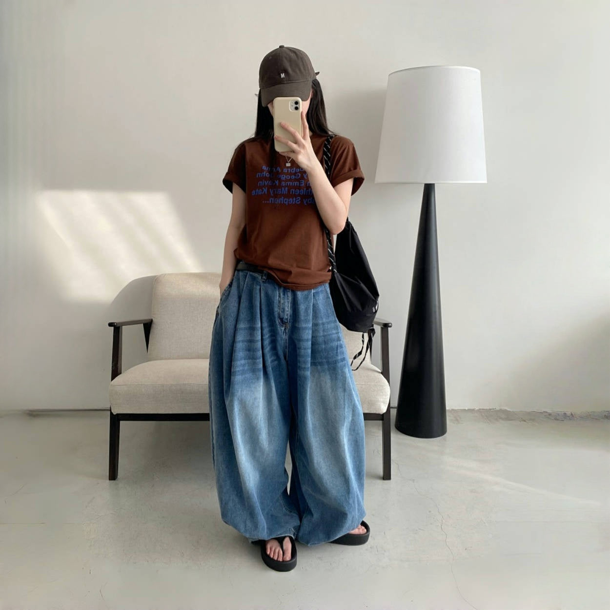 【ボトムス】春 秋 夏  ハイウエスト レトロ ゆるリラックス デニム パンツ  【FCシリーズ】