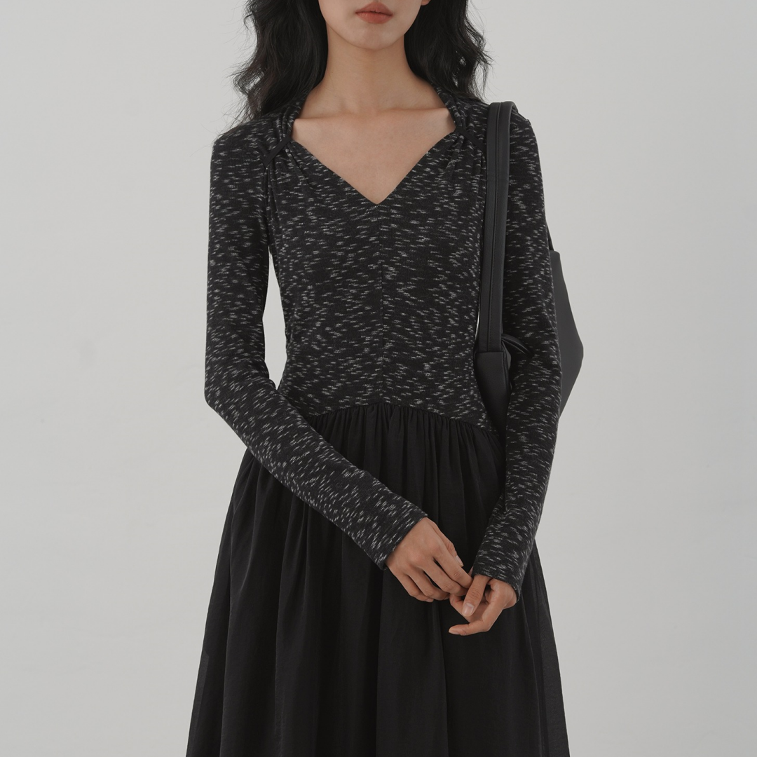 【ワンピース】春 秋 冬 エレガントな雰囲気 Vネック 長袖 ワンピース 【JZシリーズ】