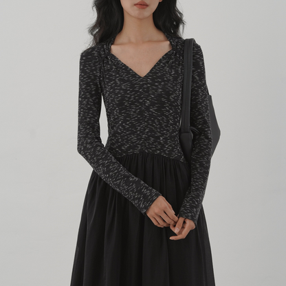 【ワンピース】春 秋 冬 エレガントな雰囲気 Vネック 長袖 ワンピース 【JZシリーズ】