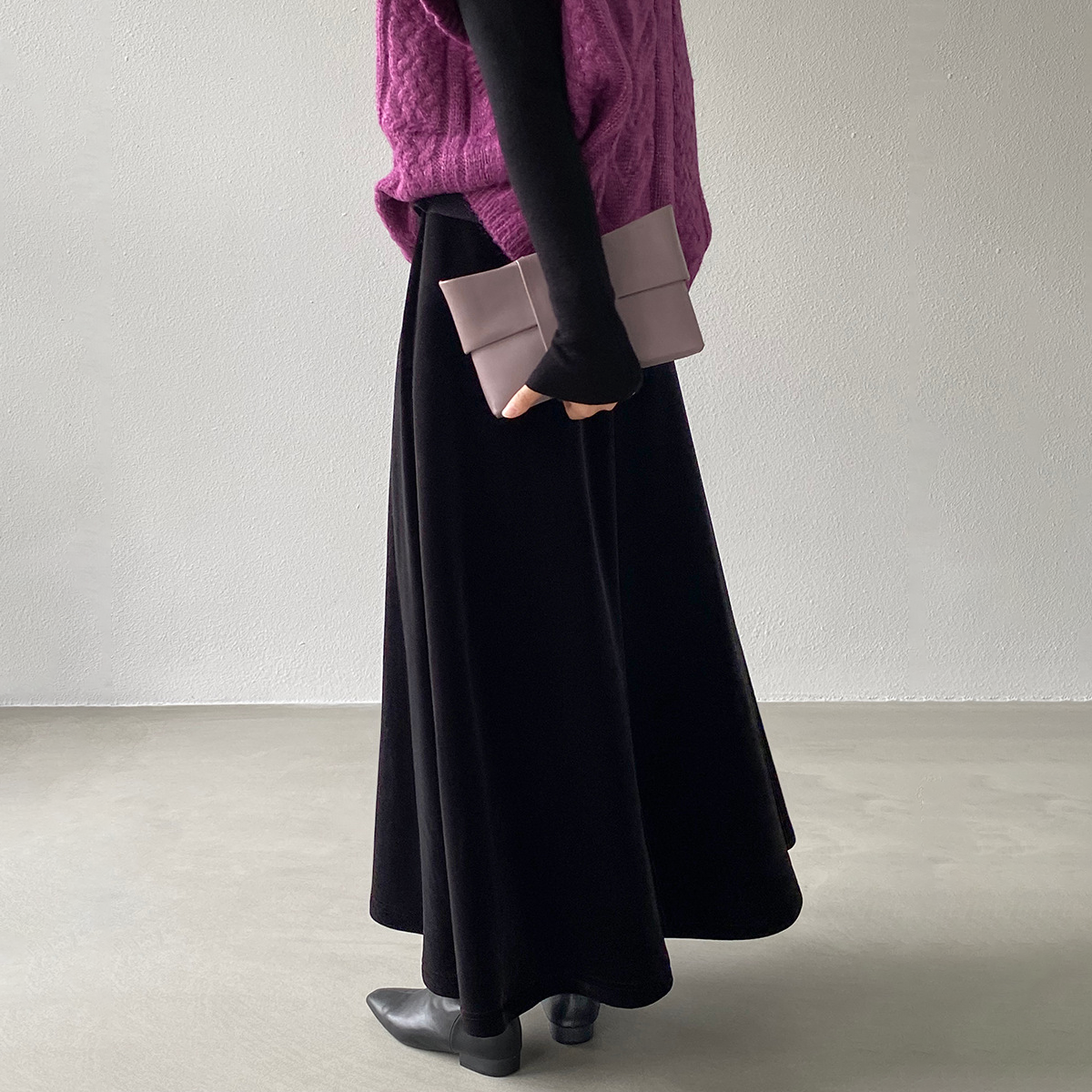 【ボトムス】❄️冬必須！あったかベロアスカート Aラインフレア レディース 高級感【JZシリーズ】
