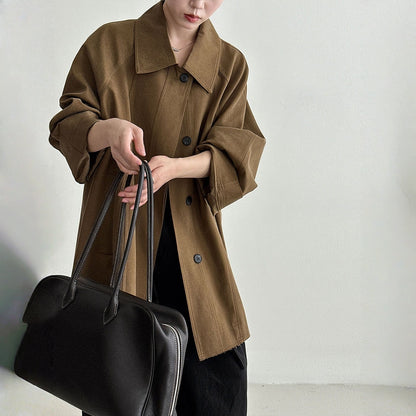 【アウター】春 秋 冬 レトロ カジュアル ダブルフロント 前立て 小柄向け トレンチコート 【SNシリーズ】