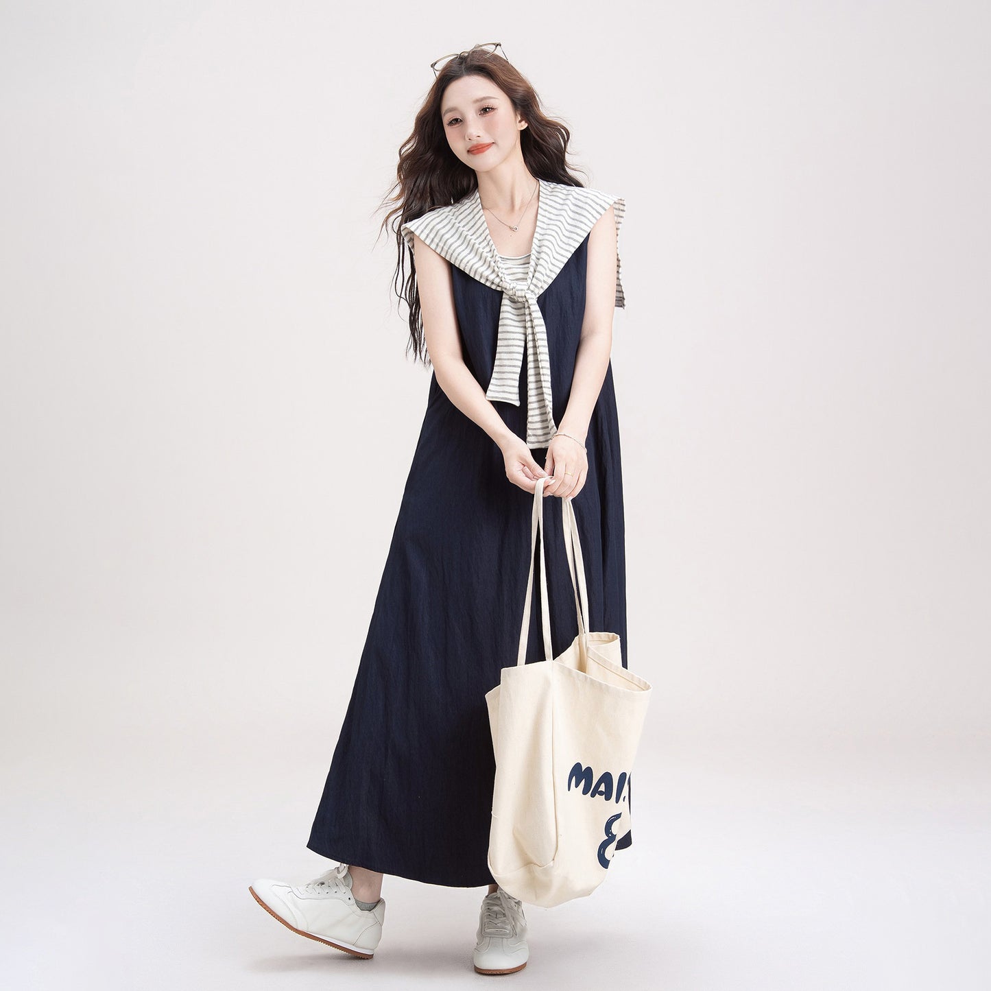 【ワンピース】レディース ワンピース 夏 セットアップ ストライプ ノースリーブ ロング ゆったり 上品 フレンチ風 2026新作【JZシリーズ】