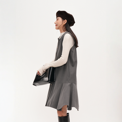 【ワンピース】春 秋 冬 プレッピースタイル  レディ風 ベスト型 ノースリーブ ワンピース 【JZシリーズ】