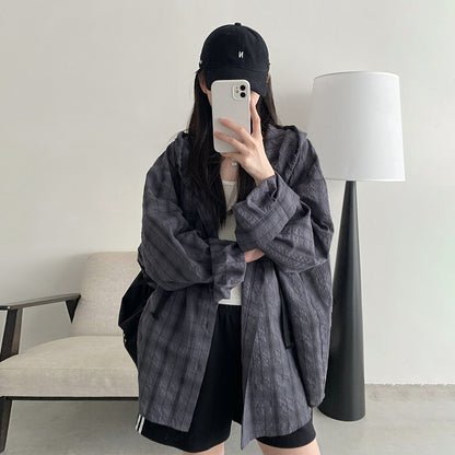 【アウター】春夏新作 ルーズシルエット シャツ トレンド感 万能 フード付き UV対策 シャツカーディガン カジュアル【FCシリーズ】