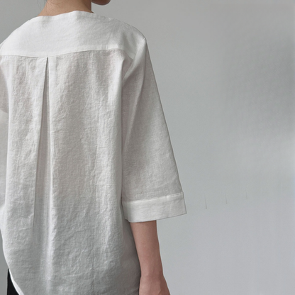 【トップス】夏 オフショルダー 七分袖 綿麻 シャツ  【SNシリーズ】