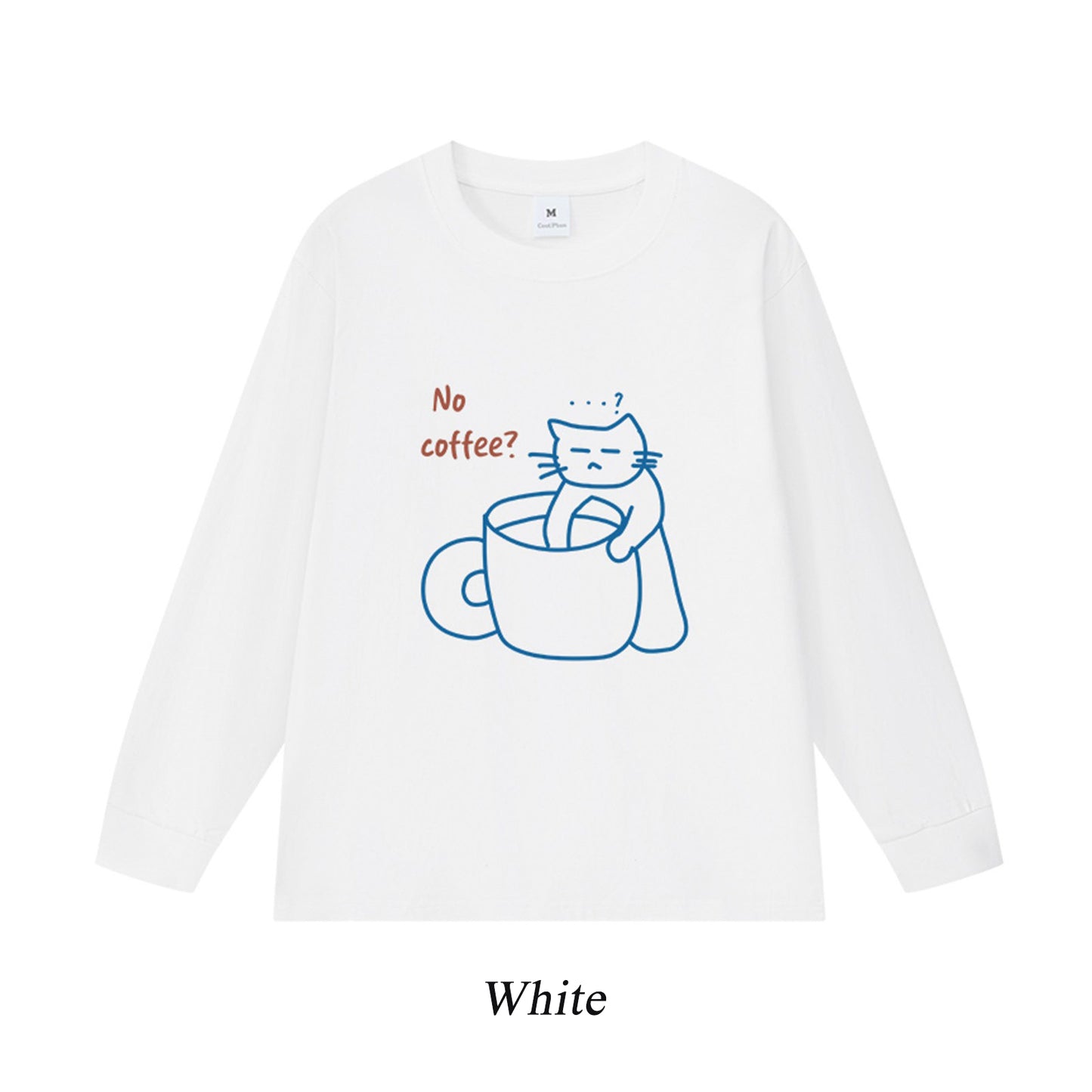 5カラー | S~3XL【トップス】No Coffee プリント ロングTシャツ 春秋 ゆるだる感 小众ブランド ユニセックス ストリートカジュアル【FCシリーズ】