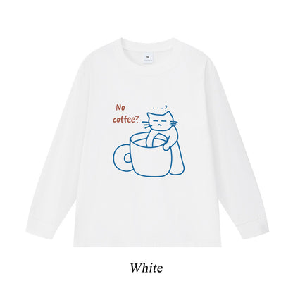 5カラー | S~3XL【トップス】No Coffee プリント ロングTシャツ 春秋 ゆるだる感 小众ブランド ユニセックス ストリートカジュアル【FCシリーズ】