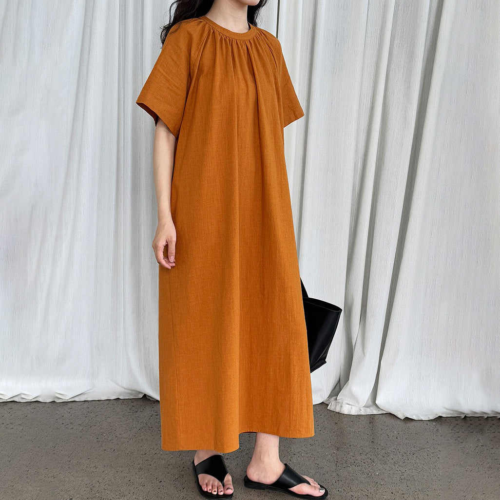 【ワンピース】韓国風ミニマル 後ろねじりデザイン 背中開き ゆったりノースリーブワンピース【JZシリーズ】