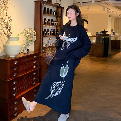 2点セット【セットアップ】デザイン感 ニット上下セット レディース 秋新作 韓国風気質 セーター+ スカート 2点セット【JZシリーズ】