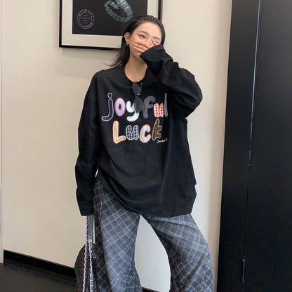 【トップス】アップリケ刺繍 カラフル コットン100% リラックス感 Ｔシャツ 【FCシリーズ】