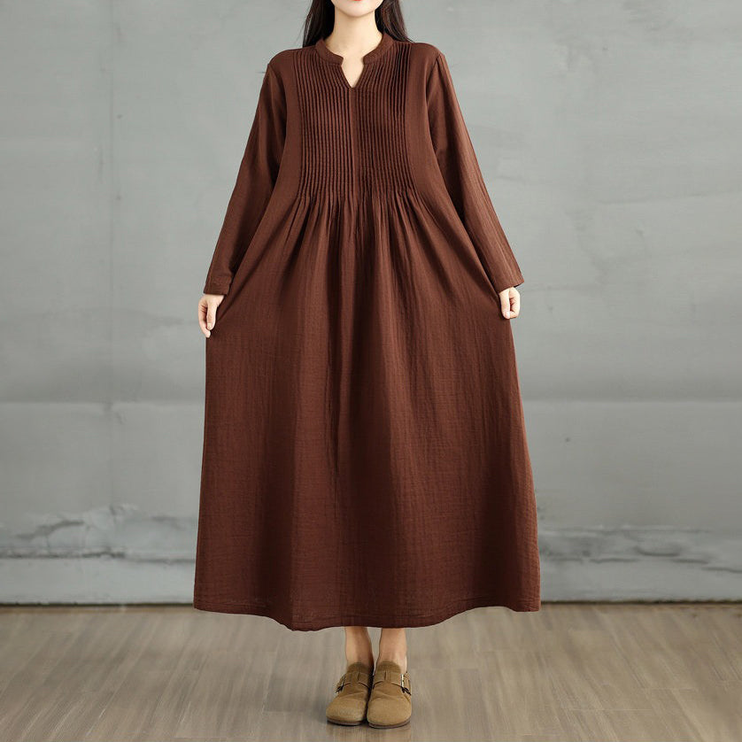 60%OFF⭐️期間限定【ワンピース】新作 レトロ風 ナチュラル系 ゆったり ロングスリーブ ダブルレイヤー シフォン フレア 長袖ワンピース【AHシリーズ】