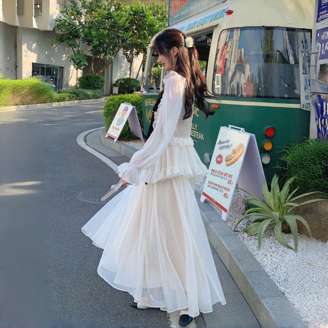 【ワンピース】気質よい 優しい 海外トレンド 合わせやすい フレンチ 長袖ワンピース【JZシリーズ】