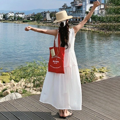 【ワンピース】夏 新作 デザイン感  リゾート風 ノースリーブワンピース【JZシリーズ】