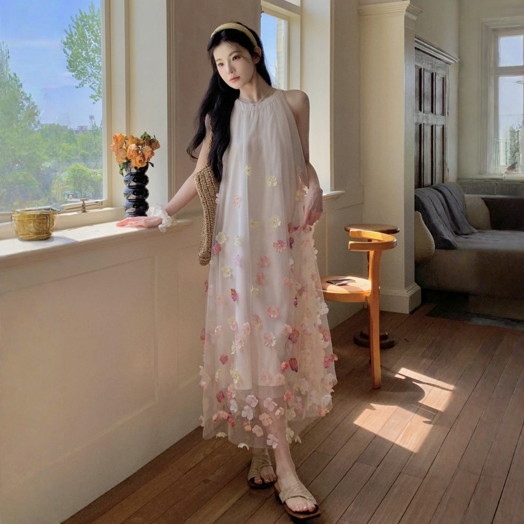 【ワンピース】ホルターネック リゾート風 極美 ノースリーブ ワンピース 【SHシリーズ】