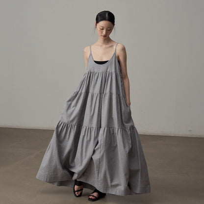 【ワンピース】リラックス感たっぷり キャミロングワンピース 夏のバカンスコーデに ノースリーブドレス【JZシリーズ】