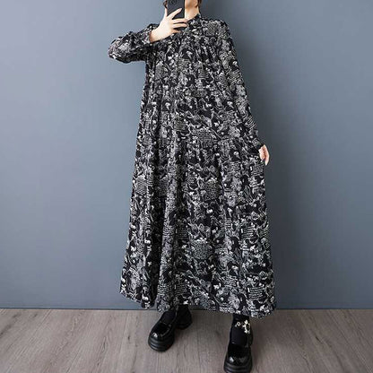 60%OFF⭐️期間限定【ワンピース】韓国風 大きいサイズ ゆったり 着痩せ ファッション プリント 長袖 ミディ ワンピース【SHシリーズ】