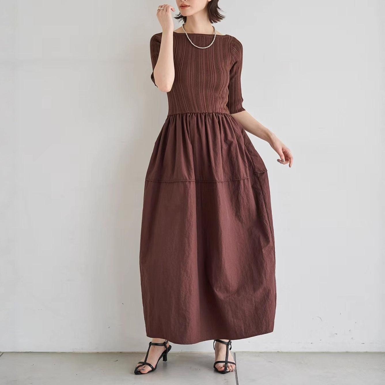 【ワンピース】【15～20日内発送】春 秋 夏 レトロ 切り替え ワンピース 【JZシリーズ】