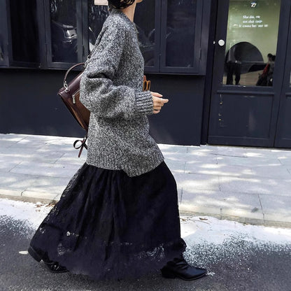 【ボトムス】春 秋 冬 レース  ハイウエストフェミニン スカート 【JZシリーズ】